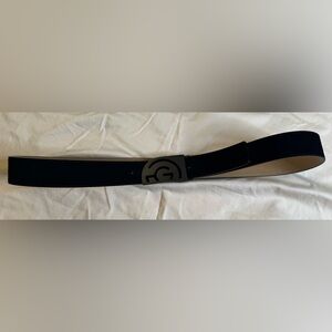 Gavin Green men’s Suede Belt with logo’ed metal buckle -black, XL